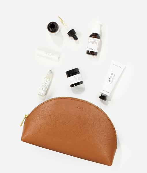 Brown Leather Makeup Bag