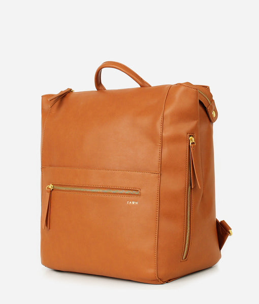 Leather backpack diaper bag sale fawn