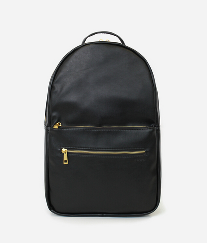 black pu leather school backpack with gold zipper The Pack