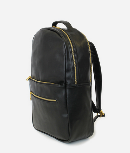 black and gold faux leather backpack The Pack