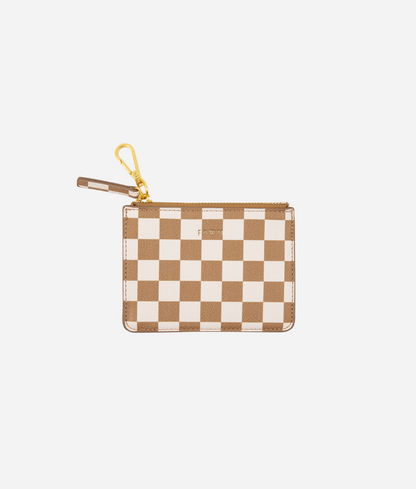 The Wallet Pouch - Tan/White Check