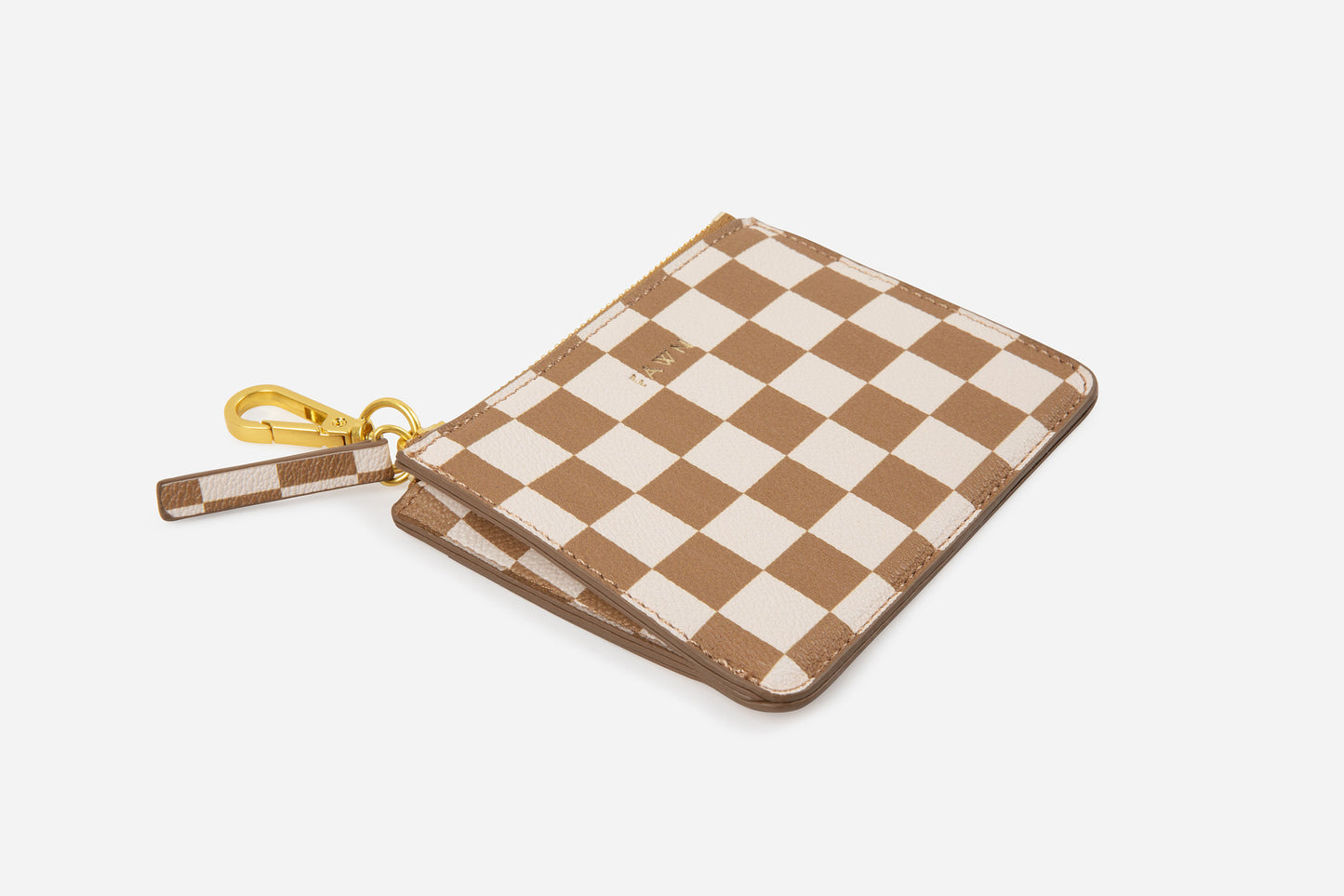 The Wallet Pouch - Tan/White Check