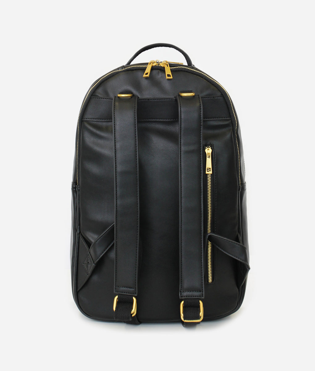 black leather backpack gold zipper The Pack