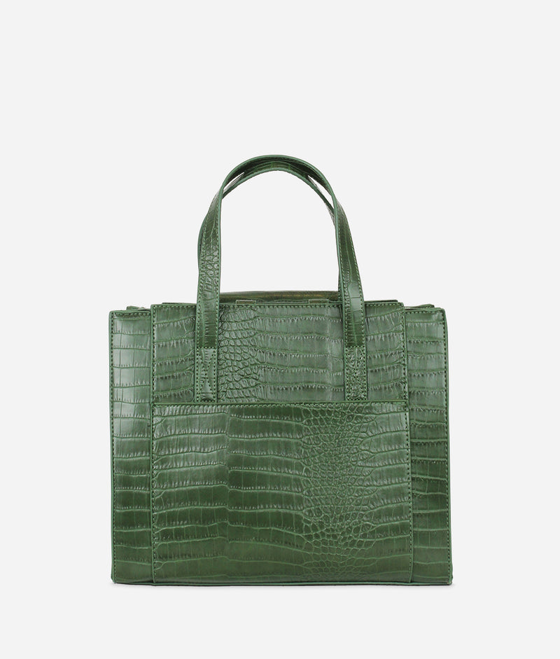 The Medium Carryall + Pouch - Croc Emerald