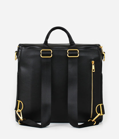 black leather changing bag backpack Fawn Design The Original Diaper Bag