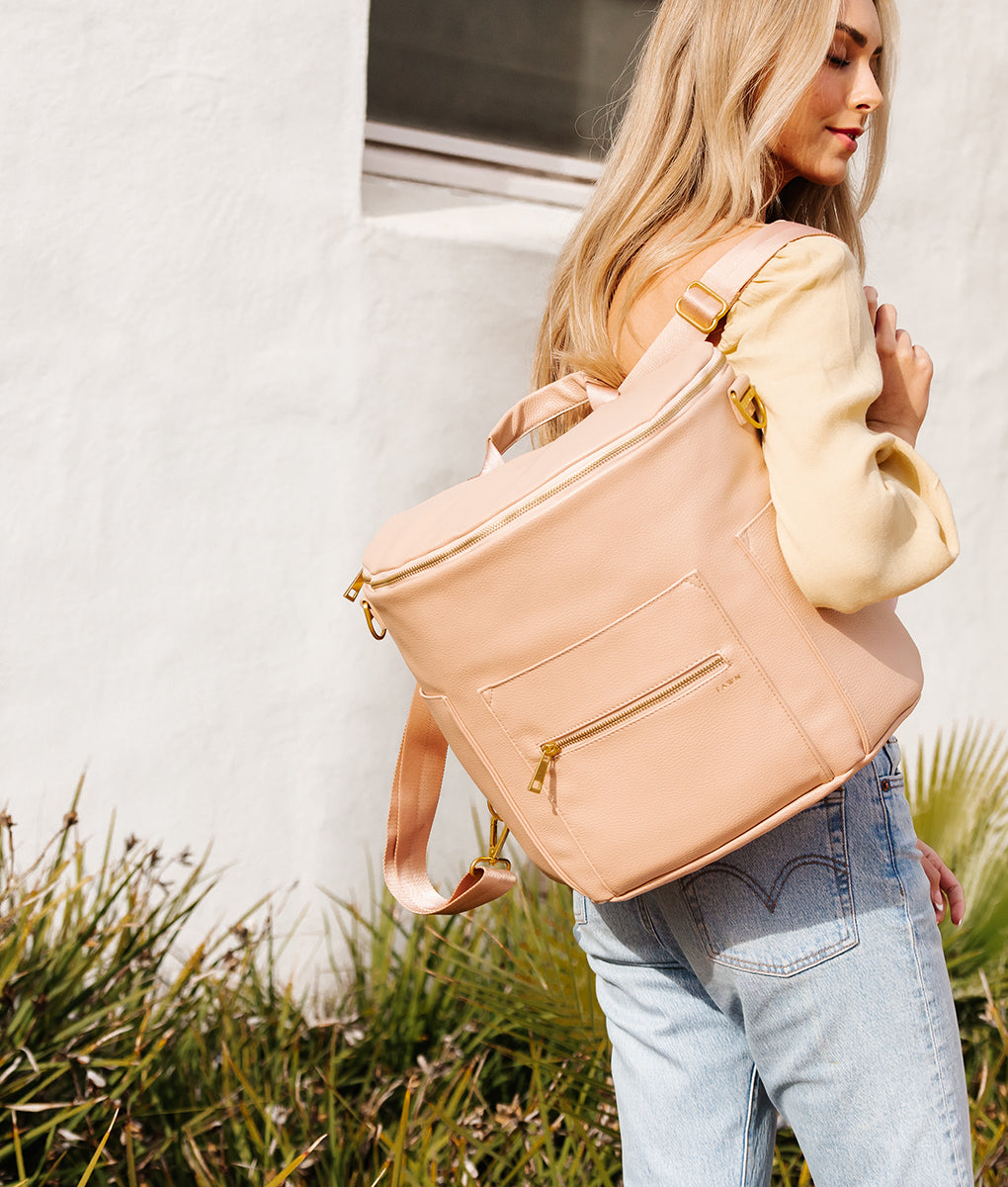 Fawn Design Original Pink Large Diaper Bag Backpack Faux purchases Leather